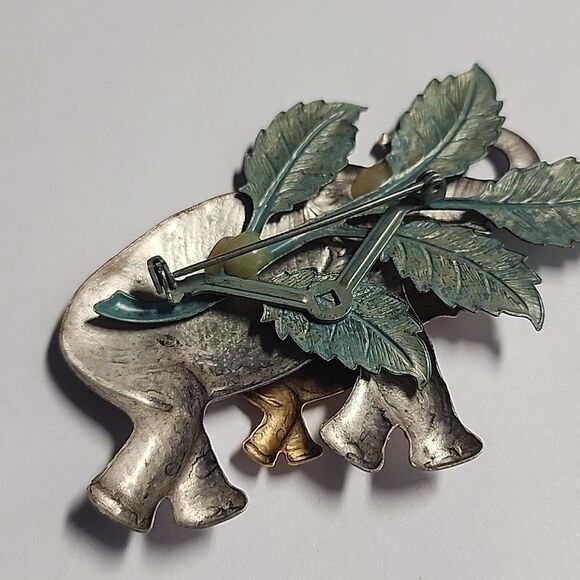 Elephant Brooch in Silver and Gold Tones - Picture 3 of 4